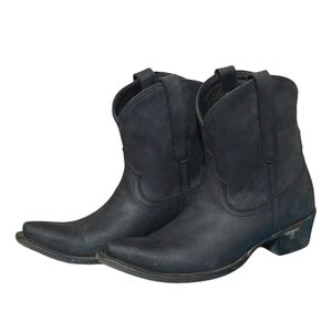 Lane Matte Black Emma Jane Bootie Leather Cowboy Western Boots Sz 8